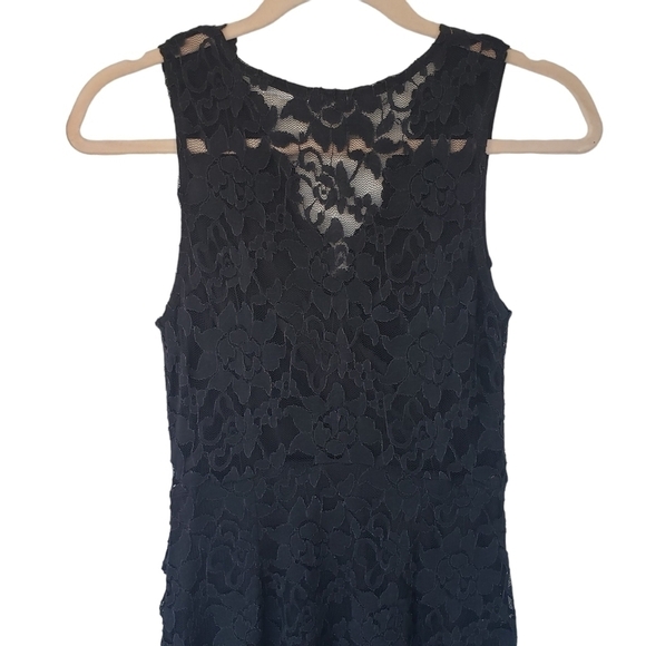UO Kimchi Blue Black Lace Cocktail Asymmetric Bodycon Dress Sleeveless - Picture 5 of 8